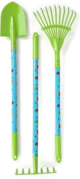 САДОВЫЙ НАБОР ДЛЯ РЕБЕНКА ЛОПАТА ВИЛЫ ГРАБЛИ Тачка Тачка ПЕРЧАТКИ УЧИМСЯ РАБОТАТЬ