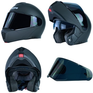 KASK MOTOCYKLOWY HORN SZCZĘKOWY H929 + SZYBA CZARNA W CENIE I KOMINIARKA XS