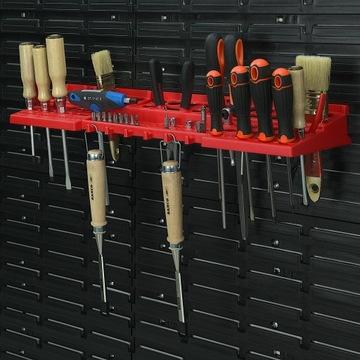 ИНСТРУМЕНТАЛЬНАЯ ДОСКА ДЛЯ ГАРАЖА 14 ПОДДОНОВ + КОНТЕЙНЕРЫ И РУЧКИ НАСТЕННАЯ ПОЛКА