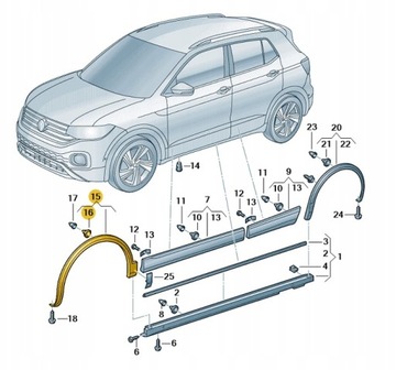 LISTWA BŁOTNIKA VW T-CROSS PRAWY PRZÓD 2GM854732A