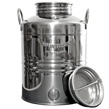 Бочка INOX из нержавеющей стали, бочонок-кувшин с краном для самогонного сока 10л.