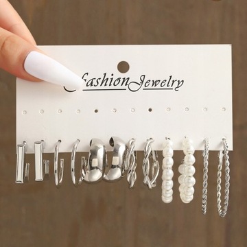 Silver Color Metal Twist Dangle Earrings Set
