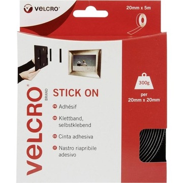 VELCRO Samoprzylepna rzep 20mm x 5m 50cm biuro dom czarny