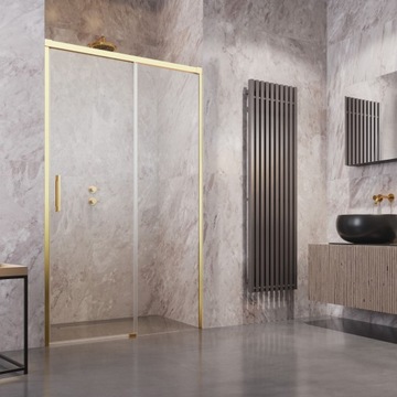 Drzwi wnękowe szklane złoty profil 160 cm P grafit