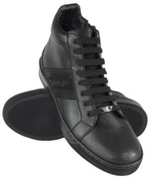 BUTY SZTYBLETY MĘSKIE SKÓRA CZARNE 44 29,5 cm PAN