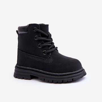 BOTKI TRAPERY DZIECIĘCE OCIEPLANE NA SUWAK CZARNE 23