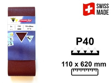 2x PAS bezkońcowy papier ścierny taśma 110x620 P40