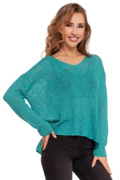 СВИТЕР ЖЕНСКИЙ ТОНКИЙ, АЖУРНЫЙ, СВОБОДНОГО КРАЯ, МОДНЫЙ ДЖЕМПЕР MORAJ, размер XXL