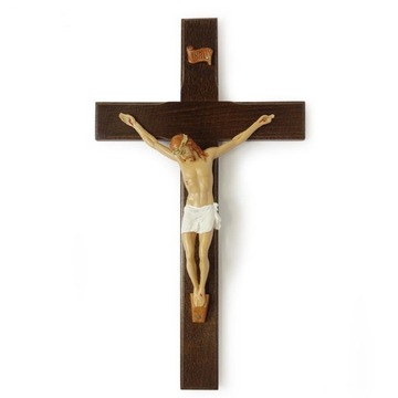 DREWNIANY KRZYŻ drewno na ścianę PASYJKA MALOWANA 39 cm