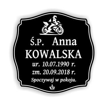 Табличка могильный крест Надгробие 20х20 МОТОЦИКЛИСТ