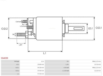 SPÍNAČ ELEKTROMAGNETICKÝ STARTÉR AS-PL SS4039