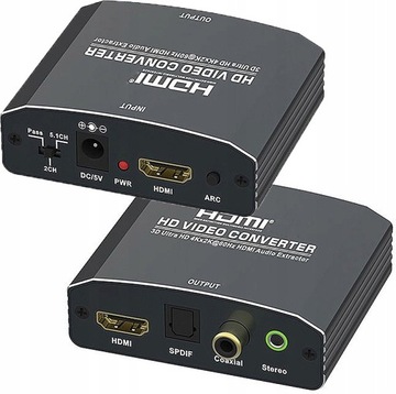Konwerter Extractor HDMI-HDMI 1.4 + Audio SPDIF R/L 3.5mm RCA RETURN Stereo