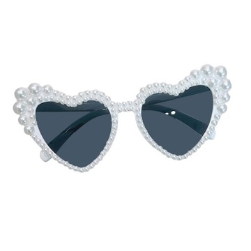 Okulary korekcyjne z imitacją perły Modne uniwersalne serce w kolorze