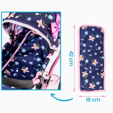 КОЛЯСКА ДЛЯ КУКОЛ KINDERPLAY, ГЛУБОКАЯ ГОНДОЛА, СКЛАДНОЙ КОРПУС, МЯГКИЕ КОЛЕСА