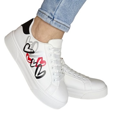 Buty sportowe A88-182 + GRATIS Białe sneakersy na platformie w serca, r. 36