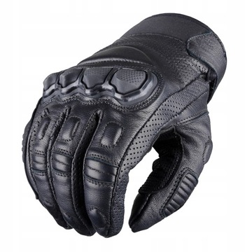 KRÓTKIE SKÓRZANE RĘKAWICE MOTOCYKLOWE WOLF BLACK S