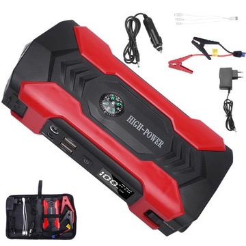 URZĄDZENIE ROZRUCHOWE DO SAMOCHODU ZESTAW 28000mAh LCD 12V