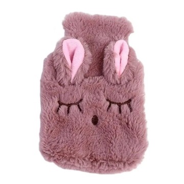 Cute Hot Water Bottle Bag For Girls Cartoon Plush Squinting Rabbit Shape