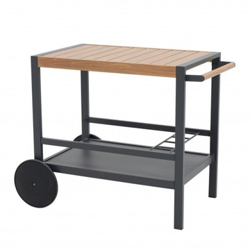 Алюминиевый садовый бар с полкой и колесами. Барная тележка, передвижной стол.