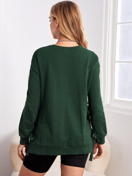 СВИТШОТ ДЛЯ МАТЕРИАЛОВ, ТЕМНО-ЗЕЛЕНЫЙ, ХЛОПОК, ЗАВЯЗАН ПО БОКАМ SHEIN 38