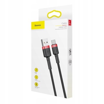 КАБЕЛЬ USB BASEUS STRONG В ПЛЕТЕКЕ USB-C TYPE-C БЫСТРАЯ ЗАРЯДКА 3.0 3A 1M