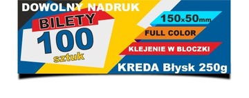 BILETY Kreda 250g Druk Biletów KLEJONE 100 sztuk