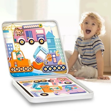 Montessori Układanka Edukacyjna PUZZLE MAGNETYCZNE dla dzieci Tablica 2w1