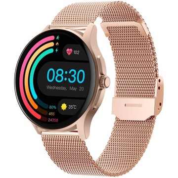 ZEGAREK SMARTWATCH DAMSKI ENTER CANDICE PL MENU ROZMOWY GLUKOMETR RÓŻ ZŁOTO