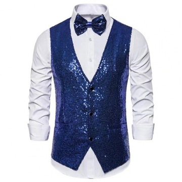 Slim Fit Formal Sequin Vest Men Stage Performance