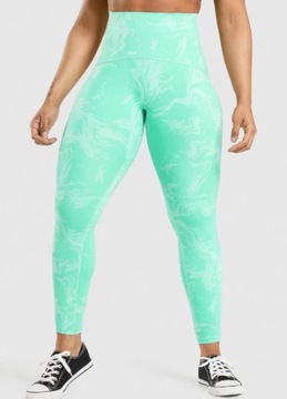 GYMSHARK LEGGINSY DAMSKIE SPORTOWE ZIELONE Z LOGO XS 0A5E5_B*
