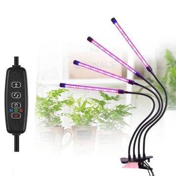 Четырехголовочный светодиодный светильник для выращивания растений, красный и синий