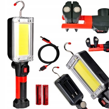 LAMPA WARSZTATOWA MOCNA LATARKA LED COB USB HAK AKUMULATOROWA MAGNES LAMPKA