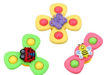 FIDGET SPINNER Z PRZYSSAWKĄ SENSORYCZNĄ KĄPIEL PREZENT GRZECHOTKA 3 SZTUK