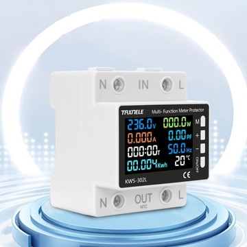 Реле измерителя мощности тока энергии, дисплей 63А Функции безопасности ЖК-дисплея