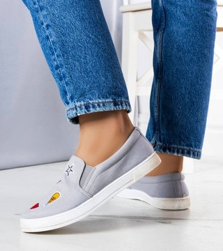 Женские тканевые слипоны серого цвета 20168, размер 38