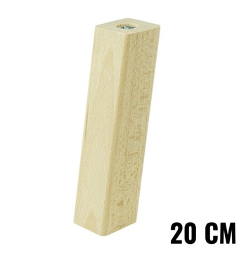 1x noga drewniana bukowa, kwadrat, skośna 20 cm