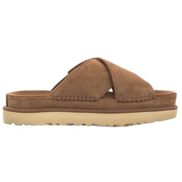 Buty Klapki Zamszowe Damskie UGG W Goldenstar Cross Slide Brązowe