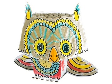 Kolorowanka 3D Cube head Monumi Sowa