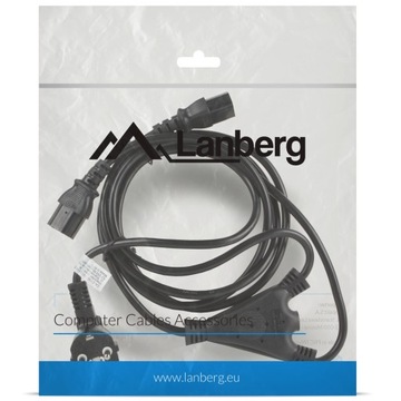 Силовой кабель Lanberg Y-образного типа, 2 м, разветвитель 2x IEC 320 C13 VDE DOUBLE