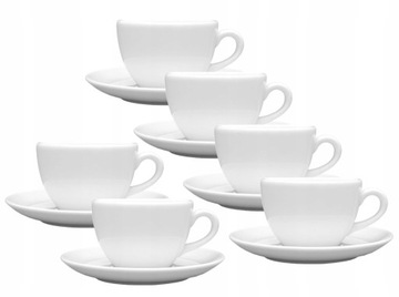 LUBIANA AIDA ZESTAW 6 FILIŻANEK 180 ml ZE SPODKIEM BIAŁA PORCELANA