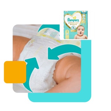 РАЗМЕР ПОДГРУЖНИКОВ PAMPERS PREMIUM CARE. 1 ПОДГУЗНИК 2-5кг КОРОБКА 72 шт.