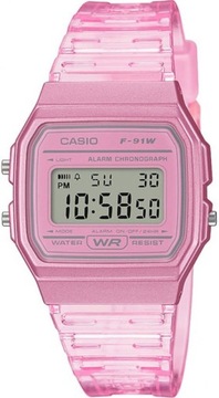 РОЗОВЫЙ КЛАССИК CASIO F-91WS-4EF ВИНТАЖ ПРОЗРАЧНЫЙ