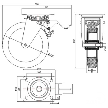 Комплект колес для мусорных контейнеров 1100л.