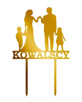 Topper na tort złoty Nazwisko Ślub Wesele TŚZ-55