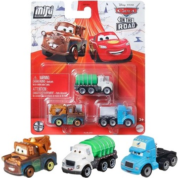 CARS AUTA MINI RACERS 3-PAK SAMOCHODY METALOWE MATTEL ZŁOMEK ERIN KINDAFAST