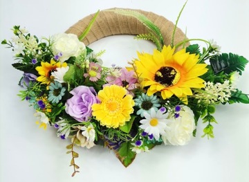 Весенний венок - ПОДСОЛНУХИ - цветы на дверь