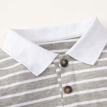 Элегантный воротник-поло с бело-серыми полосками 3У5