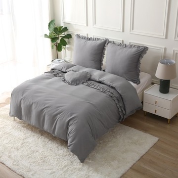 Комплект постельного белья 200 см х 220 70х80см постельное белье с рюшами и подушкой СЕРДЦЕ