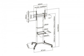 Одиночная мобильная подставка с 1 полкой для ЖК-дисплея.''.,.
