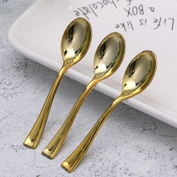 ПЛАСТИКОВЫЕ ЛОЖКИ для чая золотого цвета впечатляют | 72 шт.